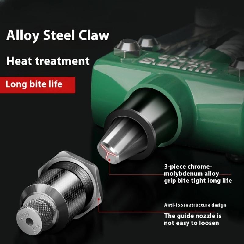 Manual Rivet Gun Set with 16 Sizes of Rivet Heads, Heavy-duty One-handed Rivet Gun Tool for Metal, Plastic and Leather