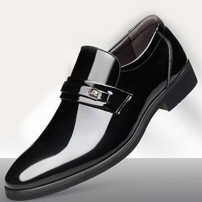 Leather Shoes Men's Business Dress Men's Shoes Bright Leather Groom Shoes Versatile Wedding Shoes