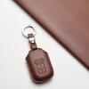 WiiLemz Key Case Compatible with Suzuki/suzuki New Spacia/Solio/Hustler/Jimney Luxury Leather Key Ring Key Cover 4 Buttons (Dark Brown)