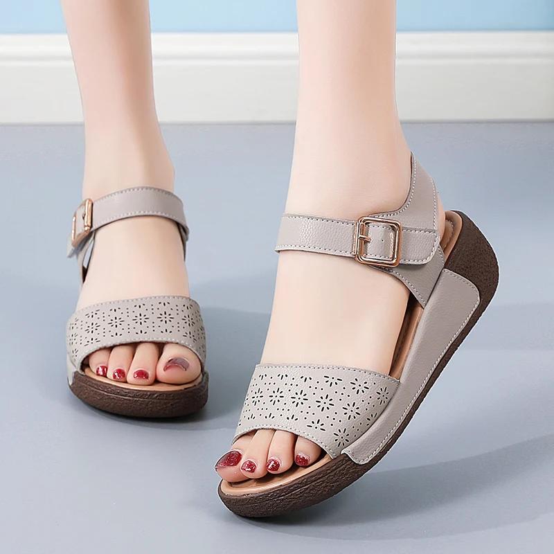 Fashion Women's Platform Summer Sandals Casual Walking Light Fashion Comfortable Wedge Heel Outdoor Beach Sandals Mother Shoes