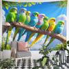 Colorful Parakeets on a Branch Pattern Wall Hanging Tapestry Decorative Tapestry Home Decor for Bedroom and Living Room