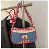 Cute cloth bag women's bag small fresh plaid shoulder handbag niche design underarm bag