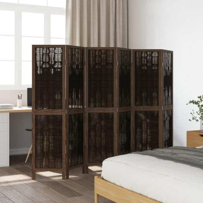 VidaXL Room Divider 6 Panels, Room Separator, Privacy Screen, Folding Screen Bedroom Living Room, Dark Brown 358665