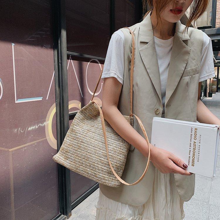 Bucket Straw Bags Beach Vintage Woven Shoulder Bohemian Summer Handbag Women Tote Designer Brand Big Fashi 2026
