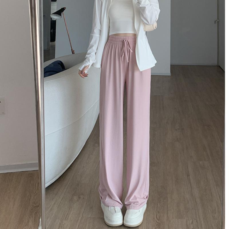 

Gray Sunscreen Pants for Women In Summer Thin High Waist Droop Loose Straight-leg Casual Wide-leg Pants Cool Ice Silk Sports Pants XL