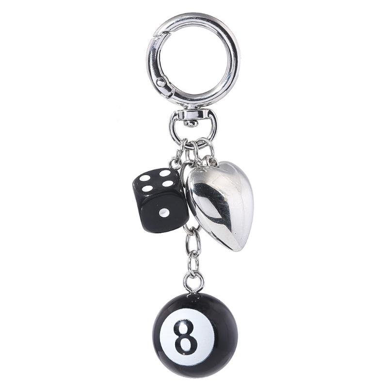 

Hiphop Dice Billiards Keychain Y2K Black Dice No. 8 Starburst Pendant Bag Charms Hangings Punk Cool Ornament Accessories