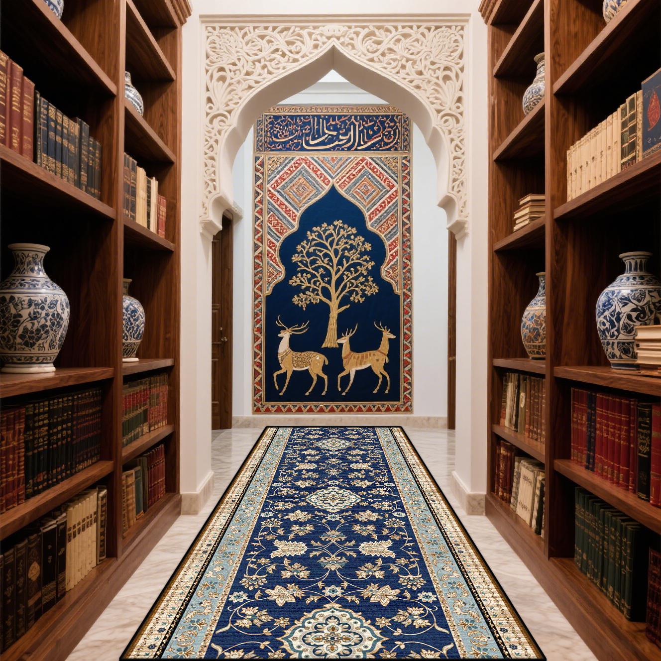 

Persian Retro Ethnic Style Carpet Home Decoration Long Corridor Runner Rugs Living Room Study Entryway Non-slip Mat Customizable 60x200cm
