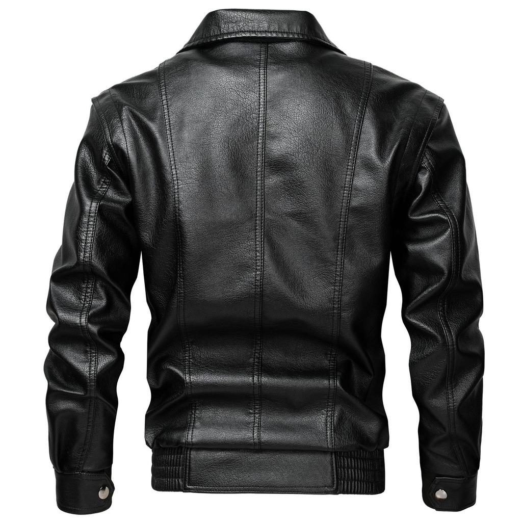 American PU velvet leather jacket men's jacket autumn and winter new lapel locomotive clothing versatile trend jacket