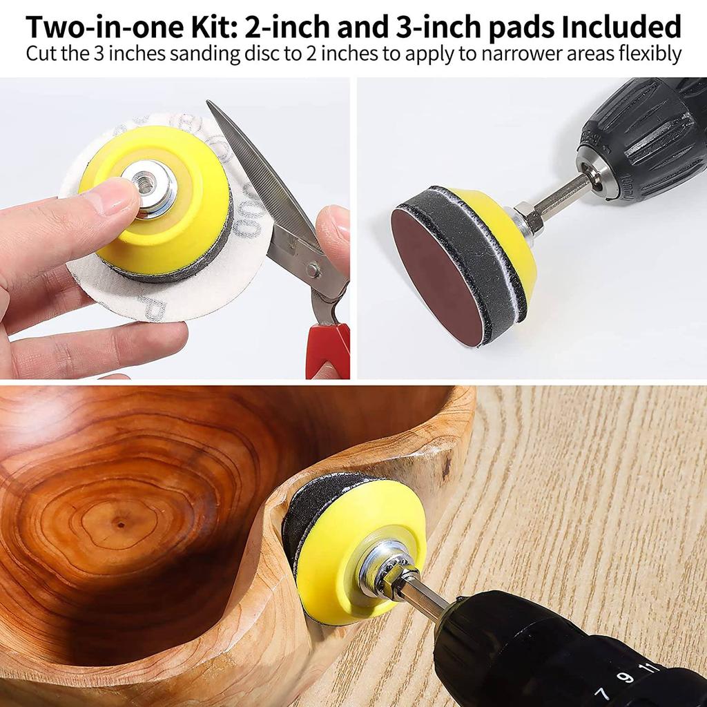 Multifunction 120Pcs 3Inch Sanding Discs With 2 & 3Inch Backer Pads And Sanding Sponge Sander For Drill Grinder Rotary Tools