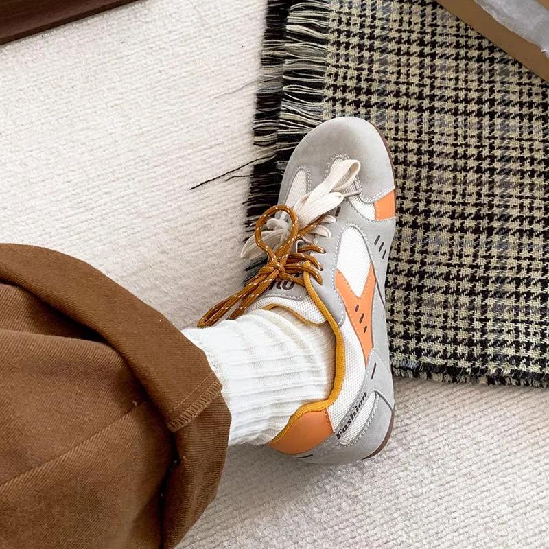 Ladies Shoes 2025 Mesh Women's Vulcanize Shoes Outdoor Casual Women Sneakers Mixed Colors Lace Up Low Heel Sport Shoes Ladies