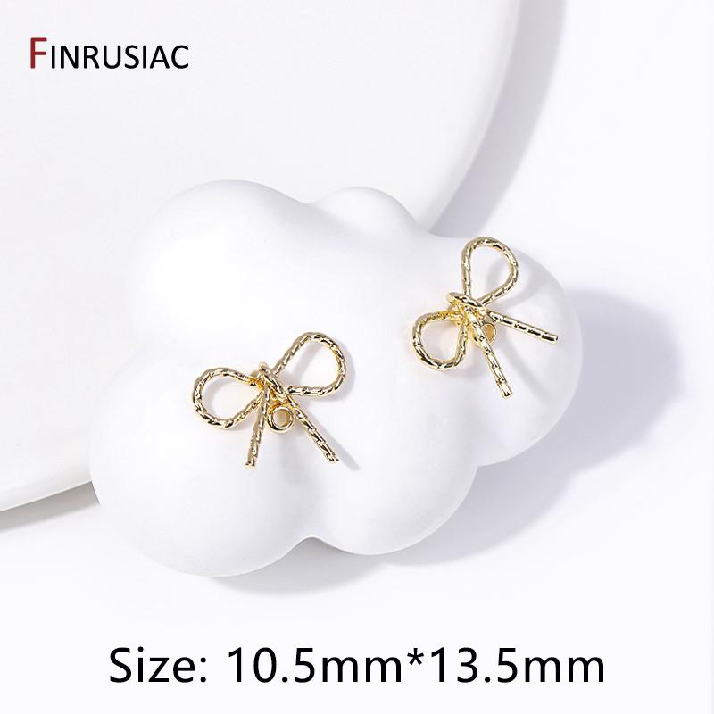 

14k Gold Plated Brass Bow Stud Earring Hooks For Earrings Making DIY Earring Dangles Jewelry Making Accessories 2 pairs