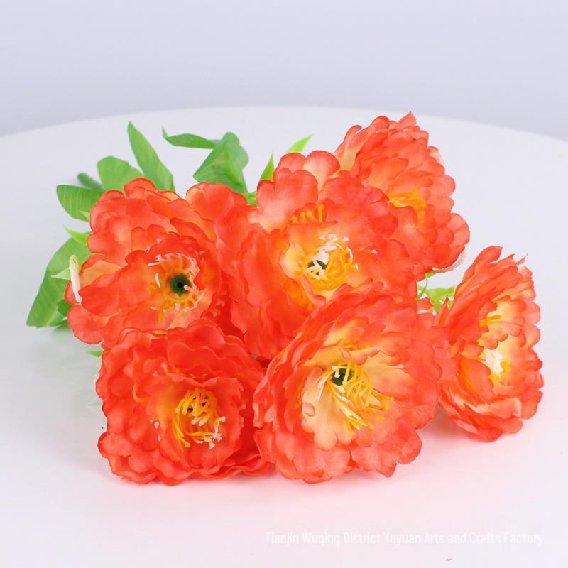 

Набор из 7 маленьких искусственных цветов пиона для украшения дома и улицы закат/красный