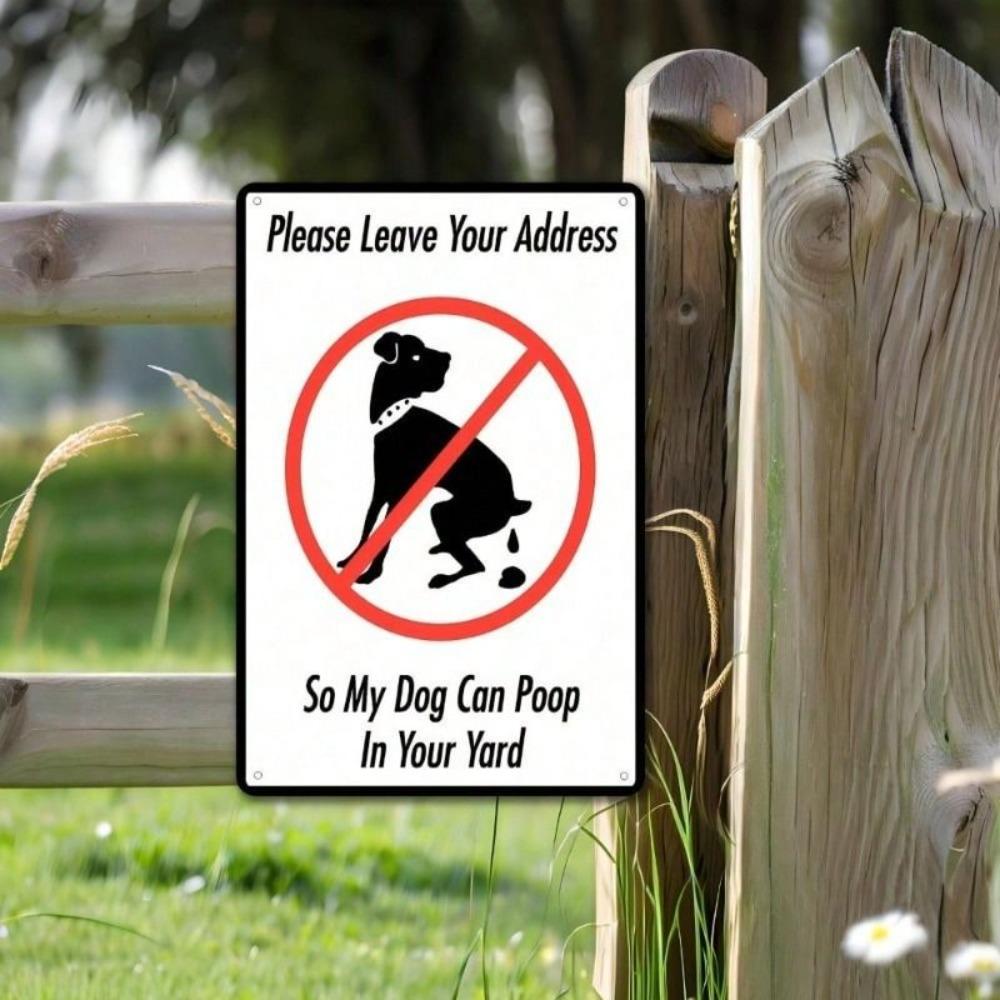 Leave Dog Poop In Yard No Warning Metal Tin Sign Garden Wall Decor