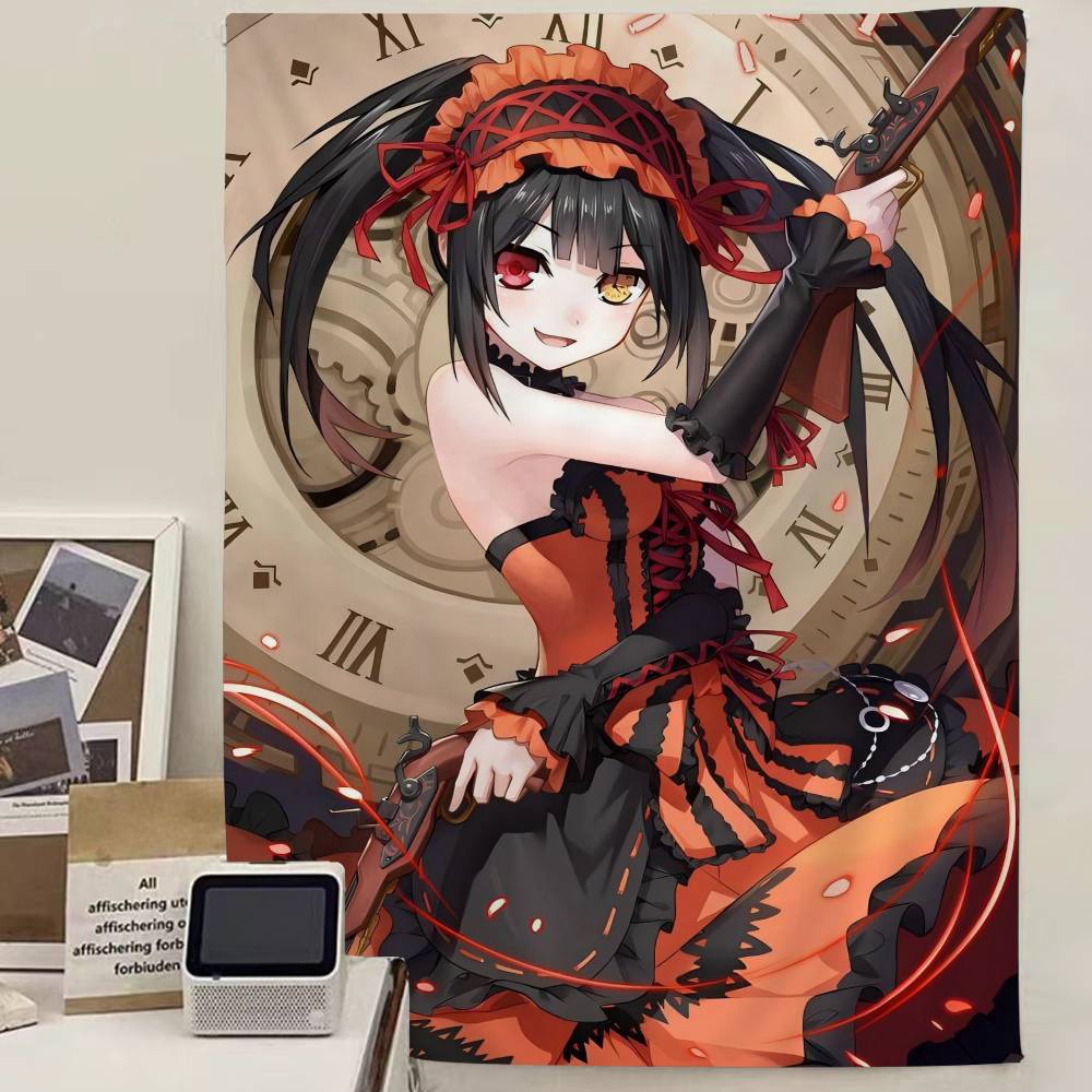 Cool And Cute T-Tokisaki Kurumi Anime Anime Tapestry Hanging Tarot Hippie Wall Rugs Dorm Home Decor