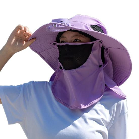 Fisherman Hat with Removable Fan Rotatable USB Fan Wide Brim Sun Hat UPF50+ Protection Adjustable Circumference Fishing Hat