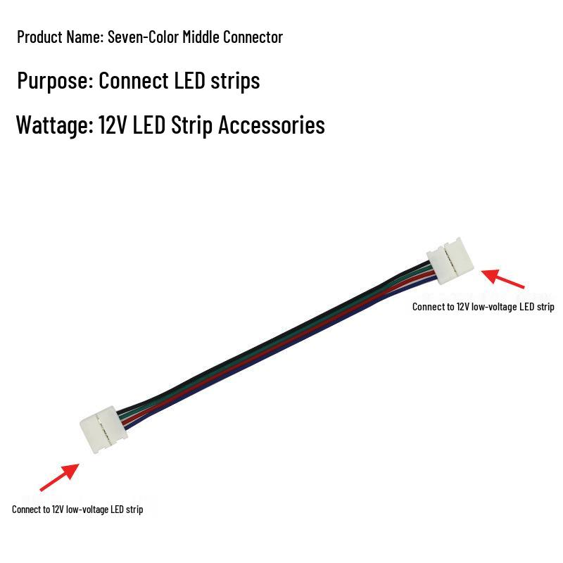 Solderless Connector Cable for LED 3528/5050 Strip Light - Seven-Color Snap, Low Voltage