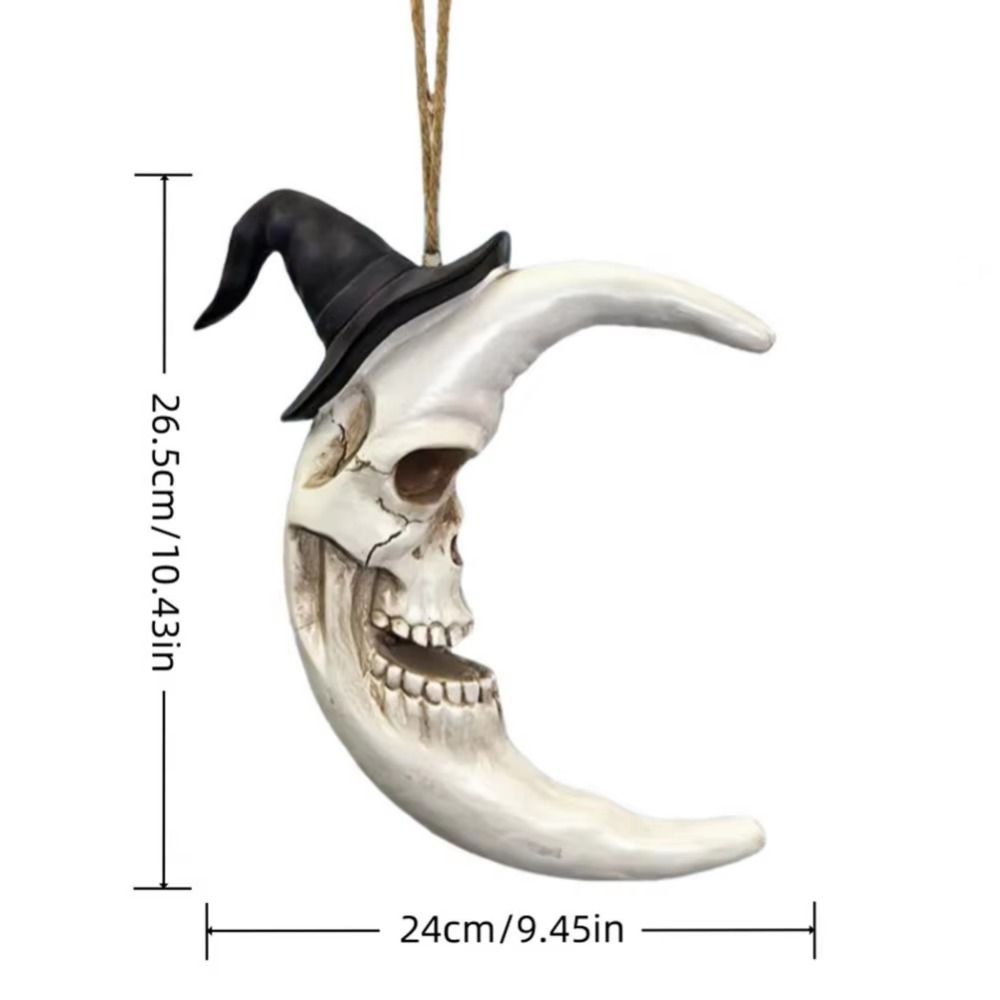 Waterproof Spooky Halloween Skull with Hat Skull Moon Hanging Decoration  Escape Room