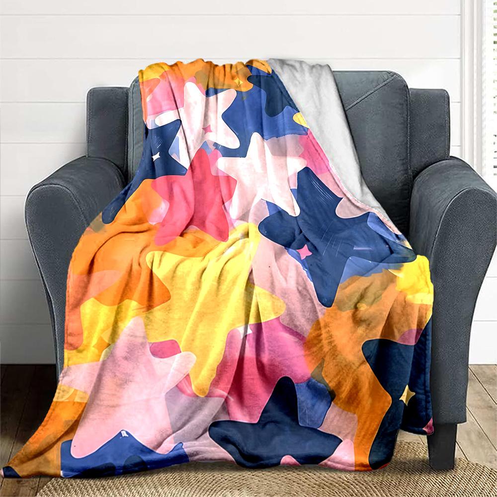 1pc Colorful Stars Blanket Warm,Perfect for Camping And Travel, Making It a Great Gift for Any Season Yy250904186