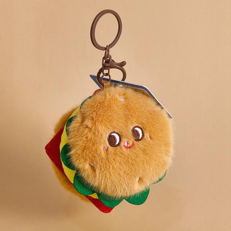 Hamburg Cute Fries Plush Doll Key Chain With Food Shapes For Collecting Gifts