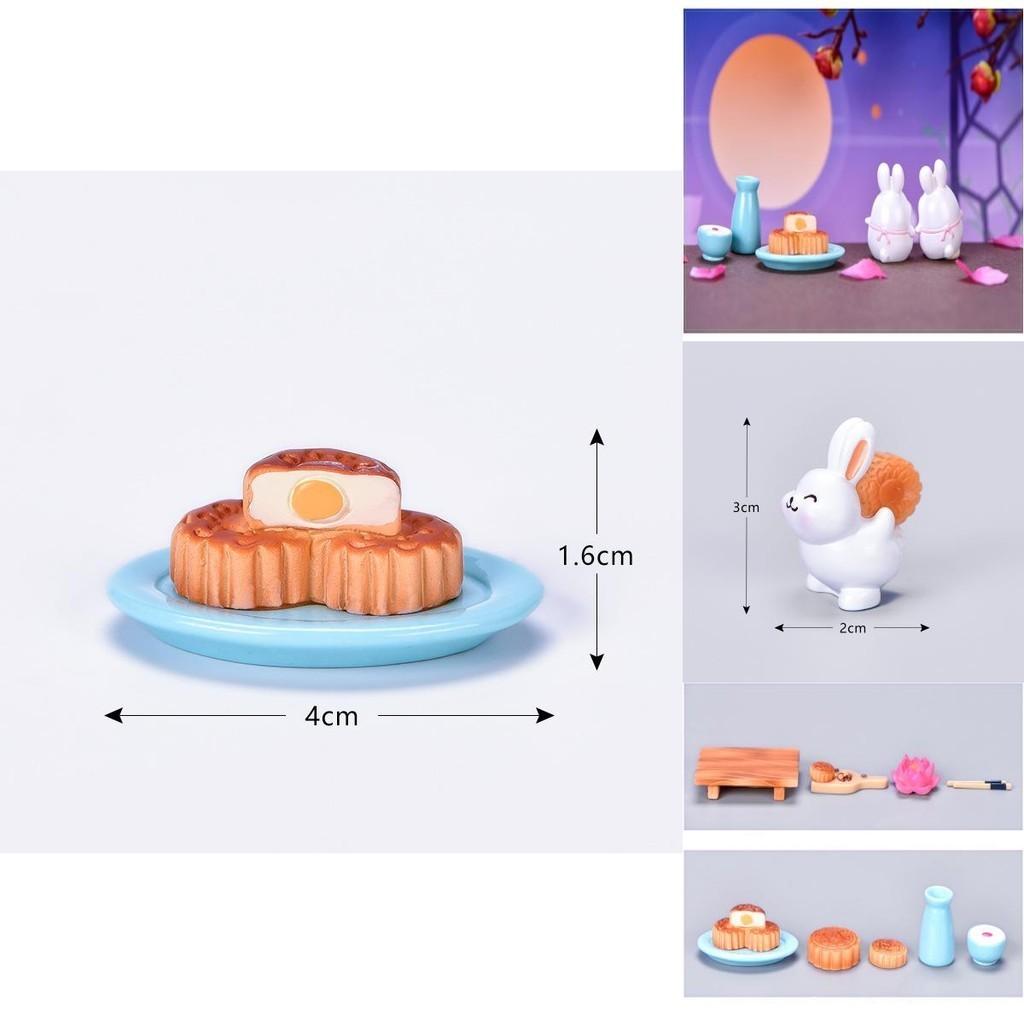 Uroczy DIY Królik z Żywicy Je Ciastko Księżycowe Dekoracja Mikrokrajobrazu na Obchody Święta Środka Jesieni