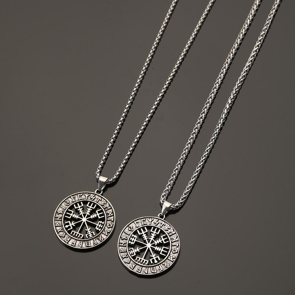 Vintage Viking Rune Pendant Necklace Trendy Fashion Accessory Versatile Party Jewelry