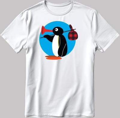 Pingu Design Semplice Noot Noot, Maglietta a Maniche Corte Bianco-Nero Uomo/Donna K259