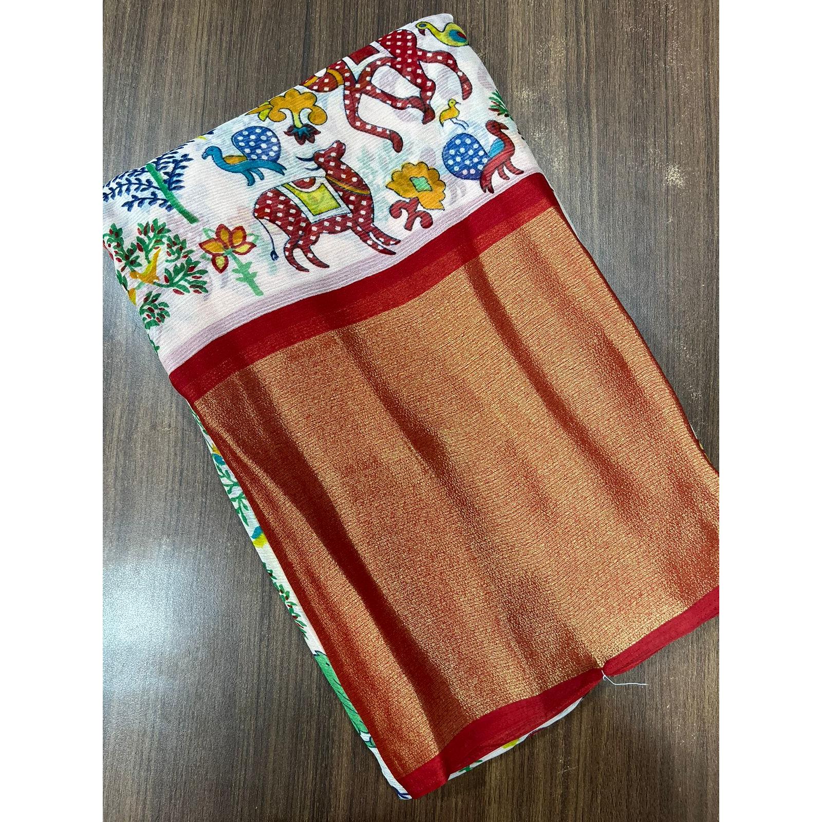 

Moss chaina chiffon saree, unstitched Blouse, Singal color only