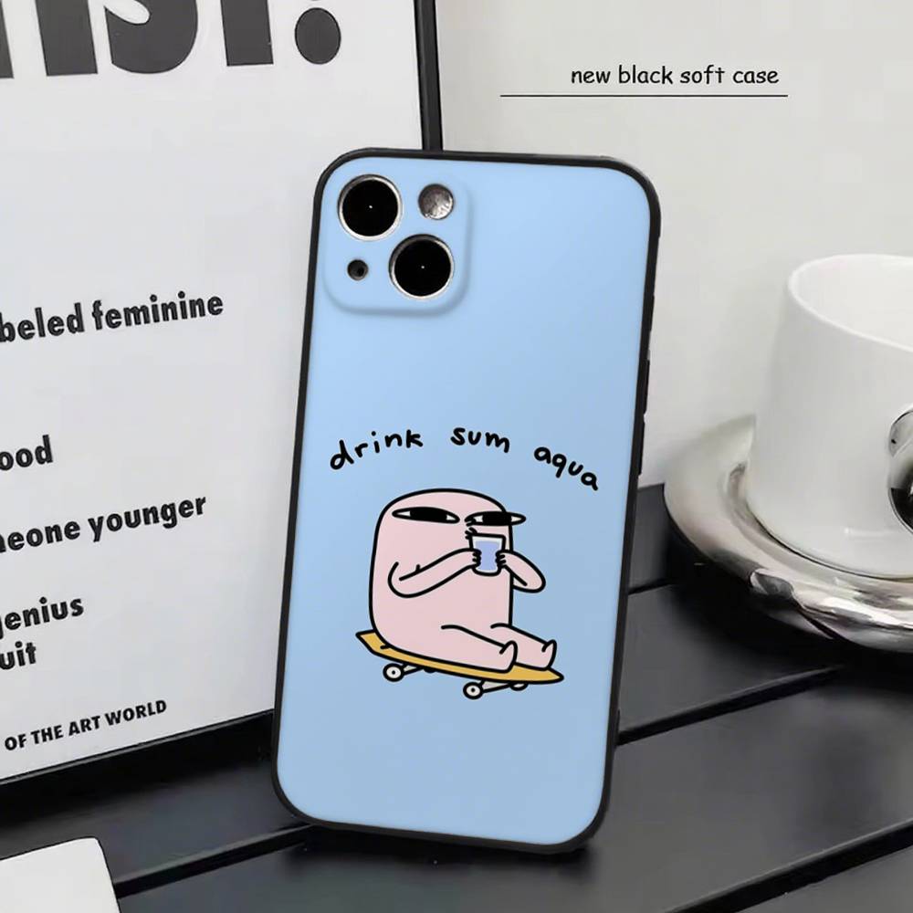 Pink Cartoon Funny big eyes ketnipz For iPhone 17 air 16 15 14 13 12 11 Pro Black Soft Cover Phone Case