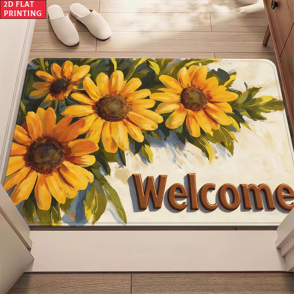 Yellow Sunflower Entrance Door Mat Floral Pattern Floor Rug for Hallway Porch Home Decor Creative Area Flower Foot Pad