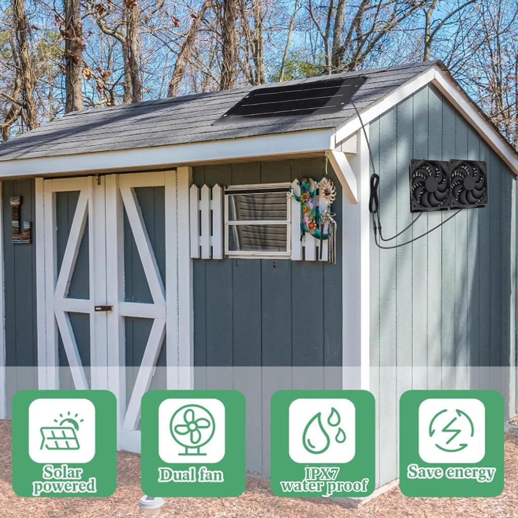 50W Solar Panel Powered Exhaust Fans Kit IPX7 Water Proof Solar Panel Ventilation Fans 4000 RPM for Dog House