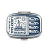 Metal Sardine Print Pill Box Mini Pocket Pill Case Portable Sardine Jewelry Box  Travel