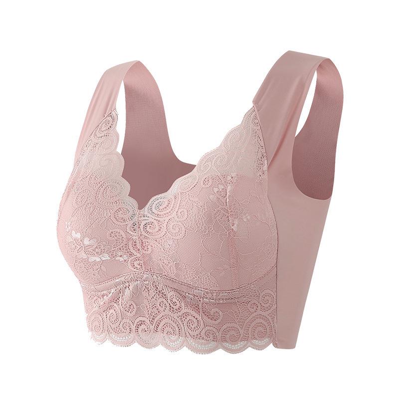 Plus Size Lace Sports Bra - Breathable Push-Up, Wire-Free, Side Support for Women