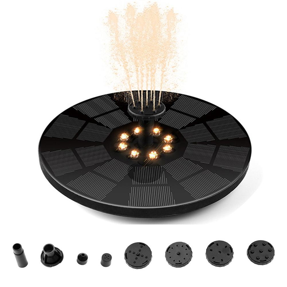 Solar Floating Fountain Water Pump with Color LED Lights for Bird Bath 3W 1600mAh Battery for Garden/Pond/ Pool/Fish Tank Decor