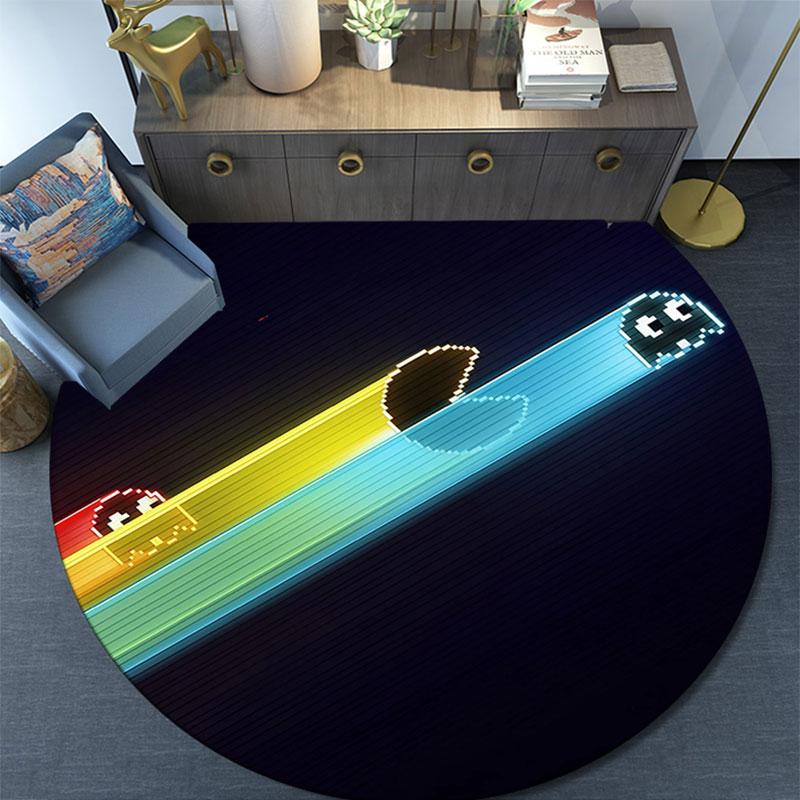Pac‑Man Pattern Round rug,Carpet Rug for Living Room Bedroom Playroom ,Non-slip Floor Mat,Holiday Gifts and Birthday Gifts.