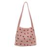 Large-capacity Bag Women's 2025 Summer New Corduroy Strawberry Print Going Out Versatile Shoulder Bag Commuter Tote Bag