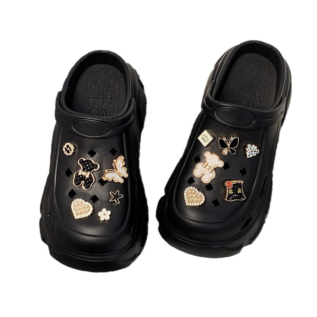 New Platform Hole Shoes Women's Summer Wear Beach Bag Head Half Slippers Women