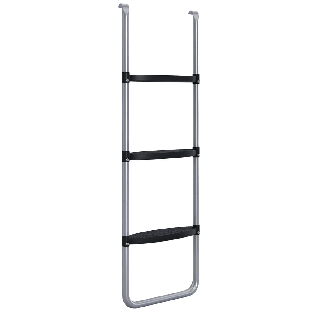 3-or-2-Step Trampoline Ladder Wide Horizontal Steps, Universal Hook, 120 Kg Capacity, 110 X 32 Cm Silver
