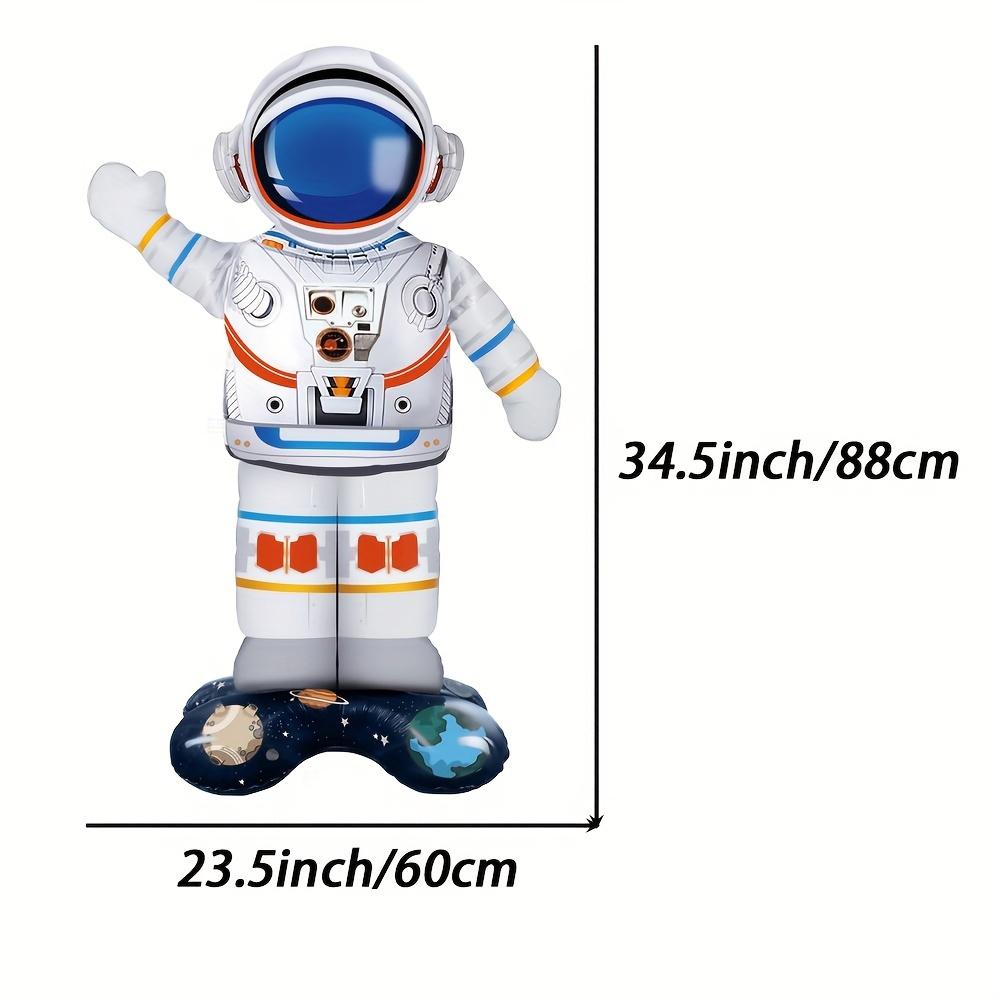 1 Piece Standing Astronaut, Standing Rocket Aluminum Foil Balloon, Suitable for Birthday Parties, Space-Themed Parties, and Birthday D