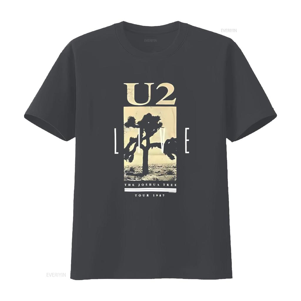 U2 Joshua Tree Live 1987 Tour Vintage Style Unisexs Black Organic Cotton T Shirt Vintage Fashion Unisex Graphic