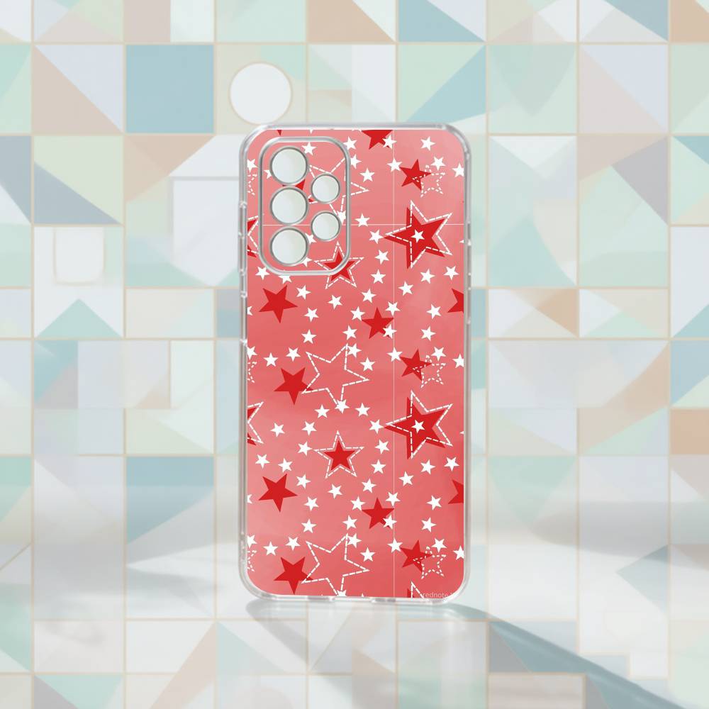 Ins Korea Red Stars   Phone Case For Samsung S25,S24,S21,S22,S23,S30,Ultra,S20,Plus,Fe Transparent Cover