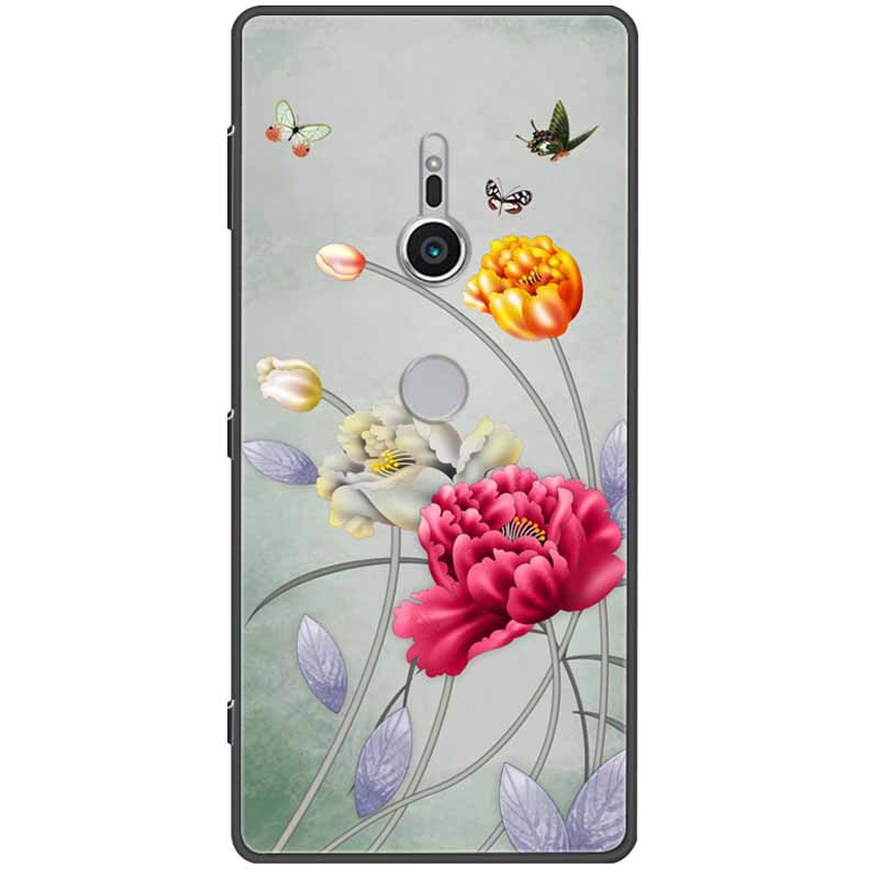 Cute Paint Cover For Sony Xperia XZ3 XZ2  XZ1 XA2 XA1 Ultra Plus Compact Premium Case Black Silicone TPU Coque Shockproof Capa