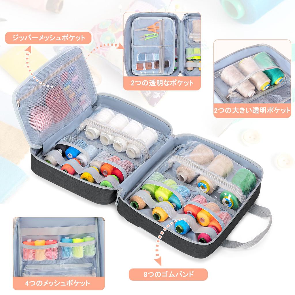 Luxja Sewing Large Capacity with Clear Front and Interior Perfect for Organizing and Carrying Sewing Bag Gray Bag, Pockets, Tools, Only,