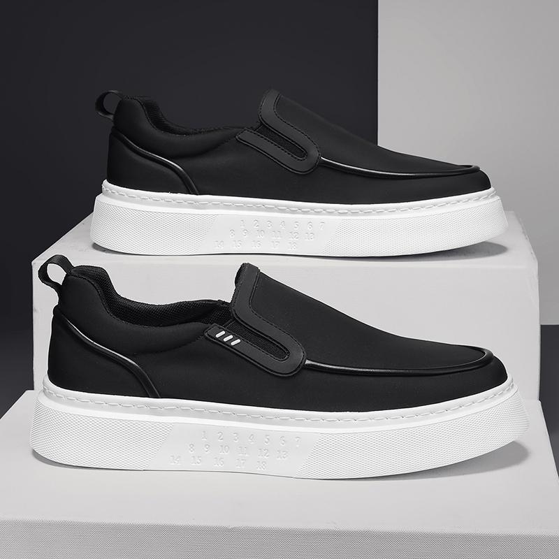 

Мужские парусиновые эластичные модели Tide с плоской подошвой, удобные грязеотталкивающие повседневные спортивные туфли для доски больших размеров 39 чёрный