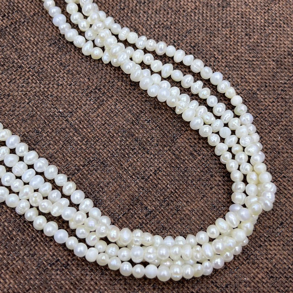 1String, White Natural Freshwater Pearls Beads for Jewelry Making DIY Crafts (Beads 3-4mm, Length 36cm)