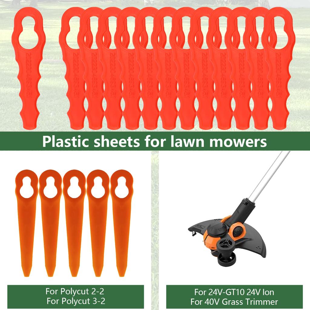 100Pcs Plastic Replacement Blade Lawn Trimmer Blade Grass Trimmer Accessories Compatible with Sun Joe 24V GT10 24 RedBack SWIFT