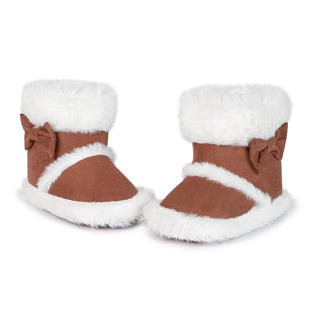 2025 Herbst/Winter Kleinkind Baumwollstiefel: Mit Schleife, Mehrfarbig, Rutschfeste Weichsohle