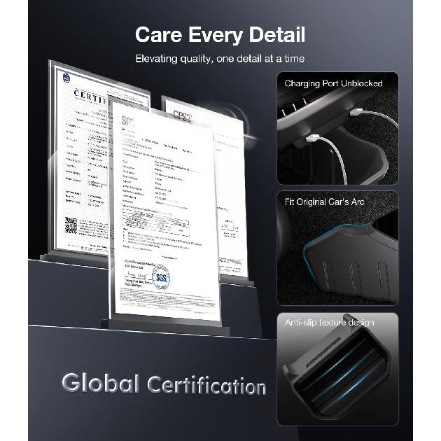 Wigoo 2025 Upgrade Tesla Model 3 Highland Accessories Rear Center Console Organizer [Partitioned Storage & Stable Tallation] Backseat Storage Box For