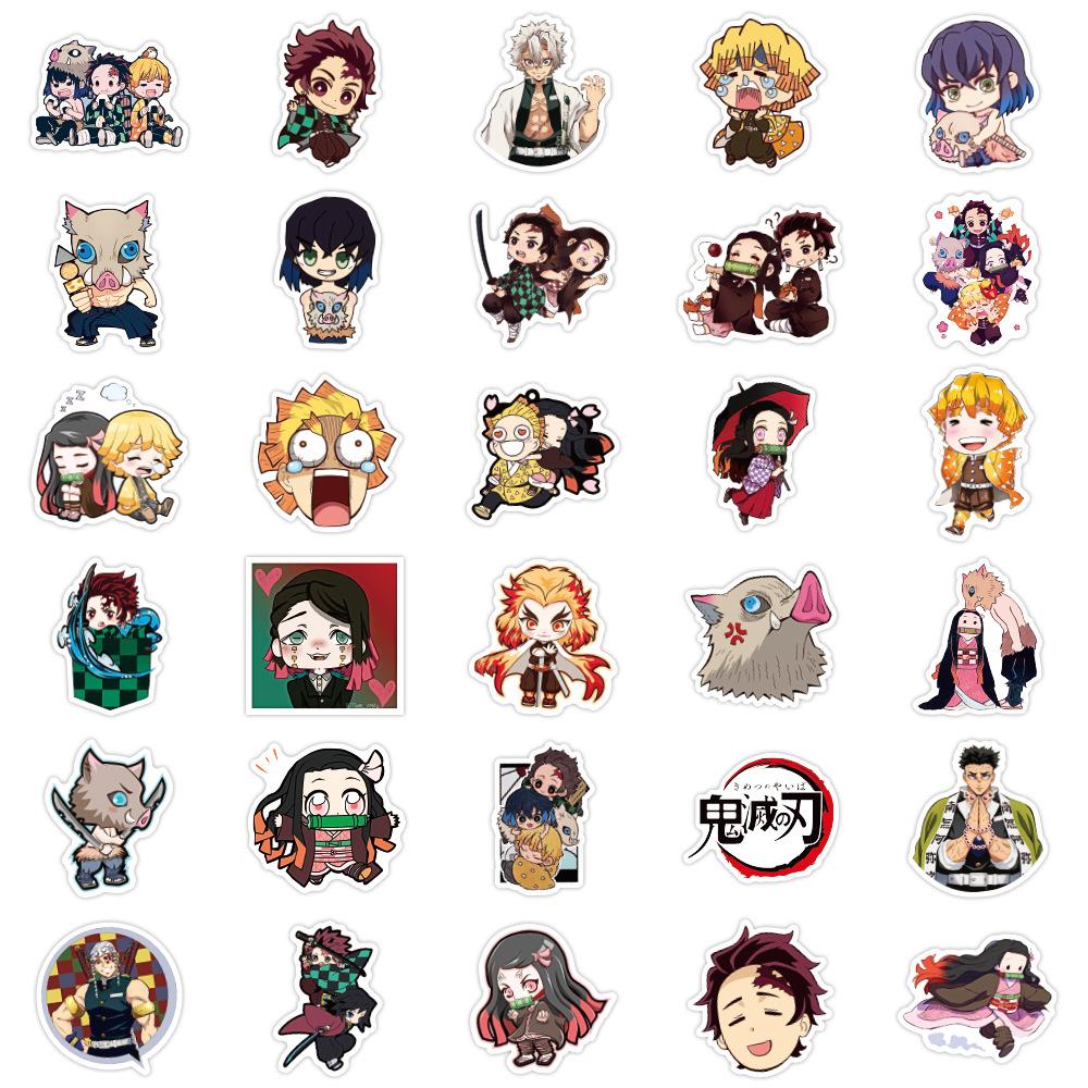 50 100Pcs Anime Stickers Demon Slayer Kimetsu No Yaiba Cool Vinyl Decals For Laptop Skateboard Luggage Car Bike Waterproof