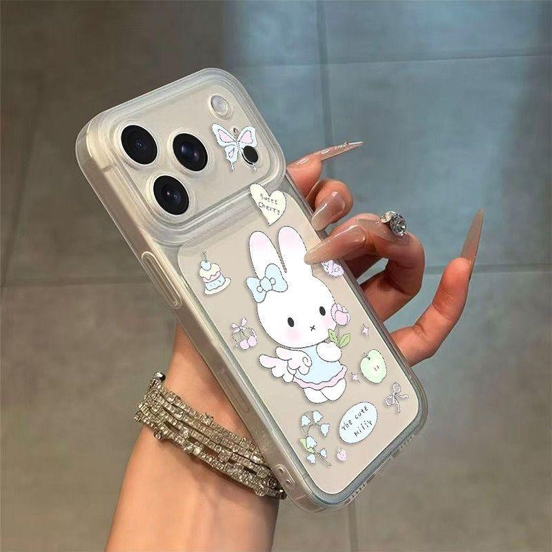 Integrated button mobile phone case is suitable for Apple 17/16 Angel Rabbit 17promax cartoon 13 soft case 11 pupil eyes