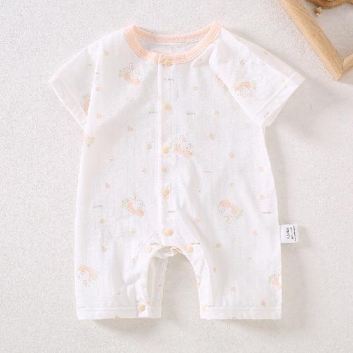Tute in Cotone Traspirante per Neonati Tuta Estiva a Manica Corta per Neonato Bambino Bambina Tutine Morbide Monopezzo